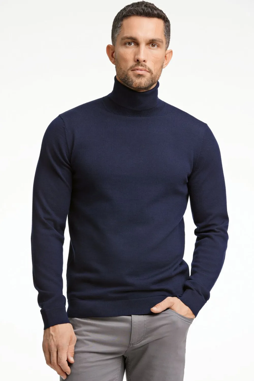 Lindbergh 100% merino roll neck knit Blå Outlet