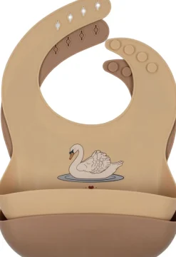 Konges Sløjd 2 PACK SILICONE BIB SWAN Shifting sand New