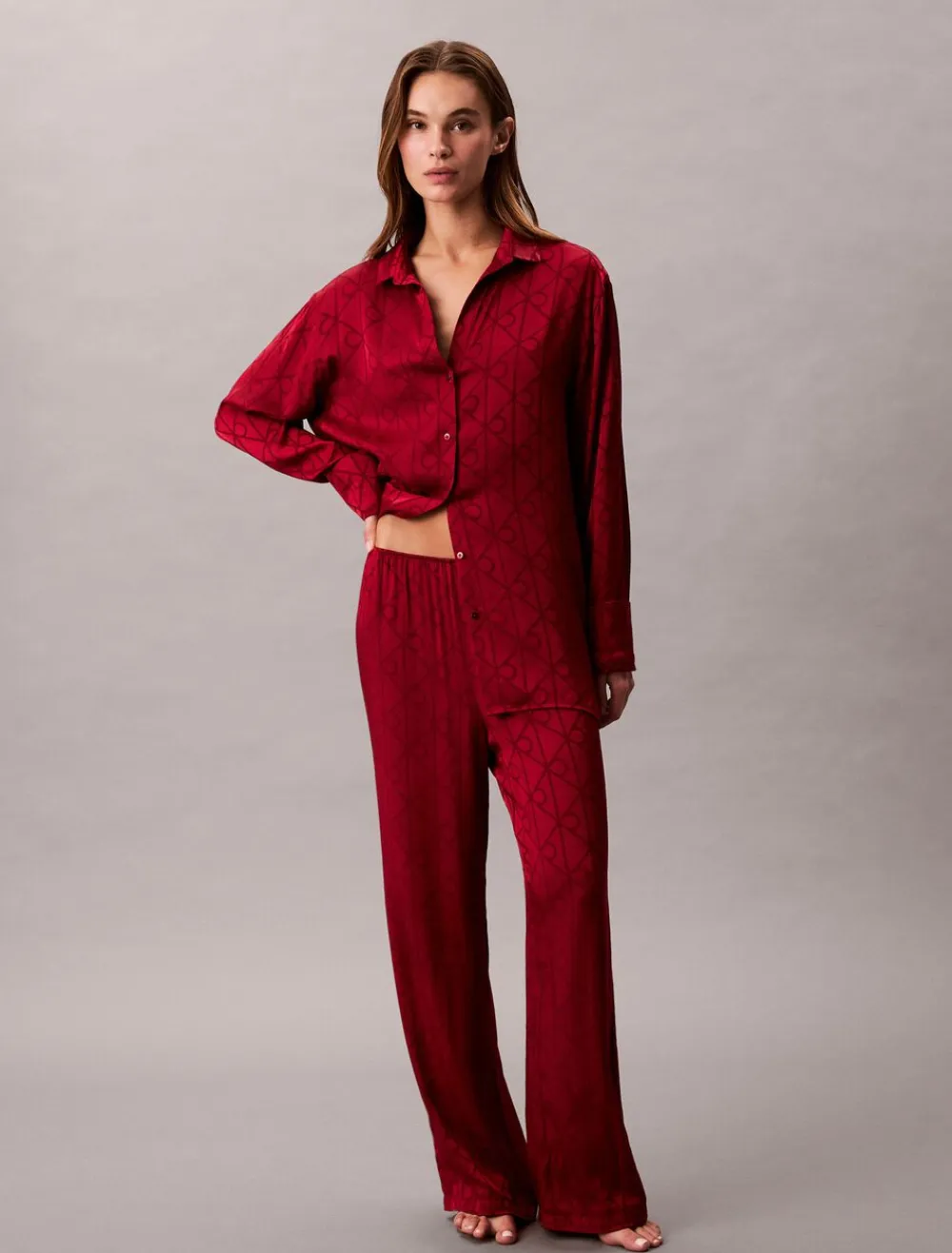 Calvin Klein AOP PANT 19519 giga satin shine emblem+red s Best