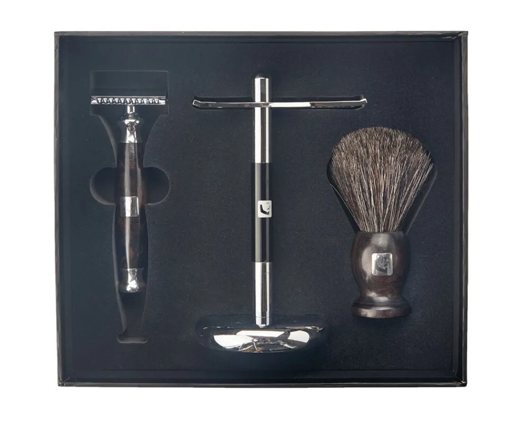 Barberians Shaving Kit: Safety Razor, Stand & Barberkost Sup