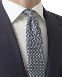 ETON Beige Geometric Print Silk Tie