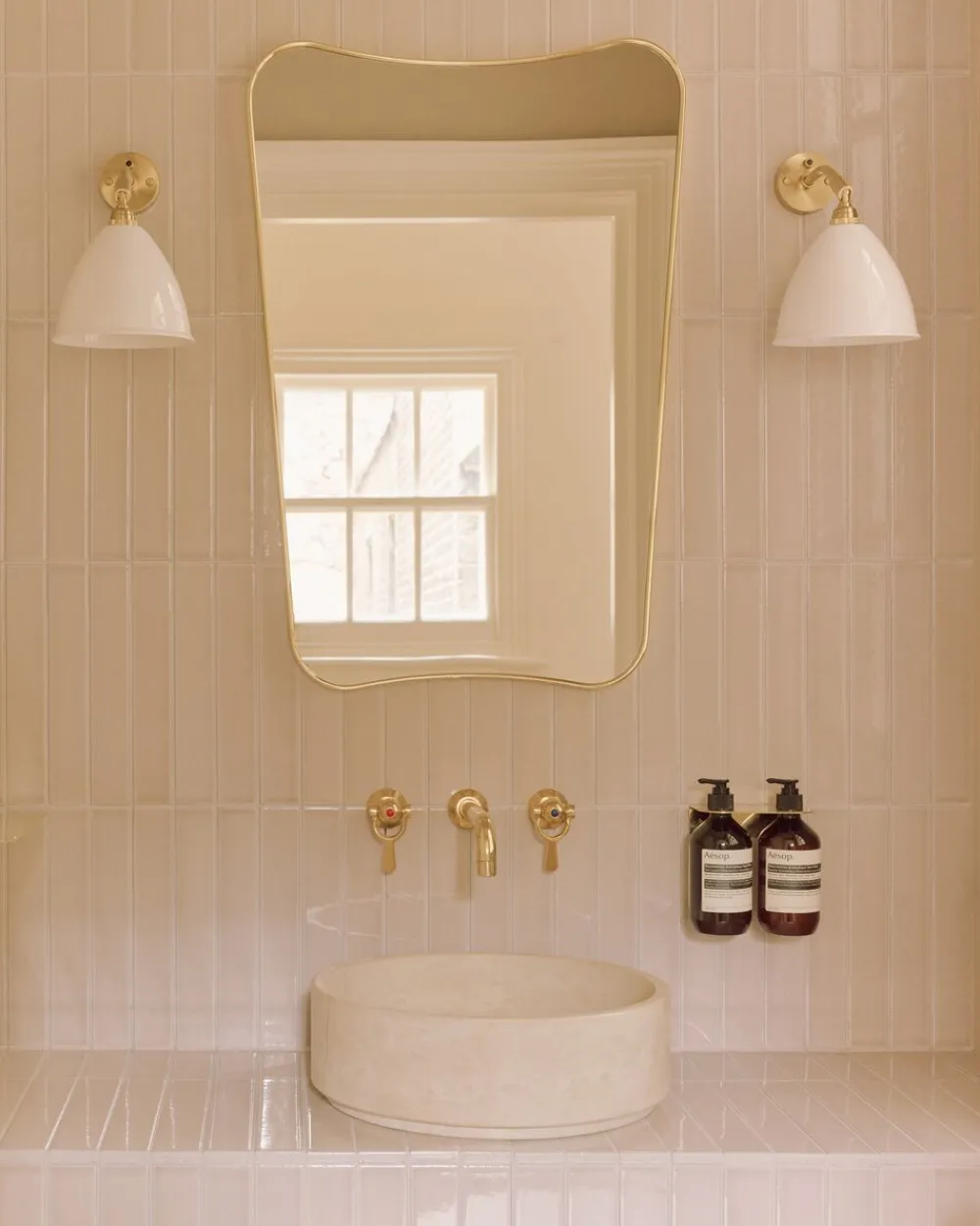 Gubi BL7 Wall lamp bone china/brass switch on backplate Clearance