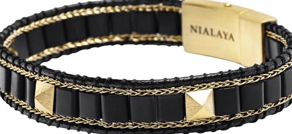 Nialaya Onyx Stud Bracelet Black Best