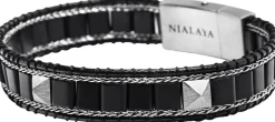 Onyx Stud Bracelet with Silver><noscript><img width=