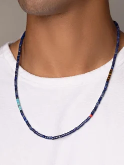 Heishi Necklace with Tiger Eye and Turquoise><noscript><img width=