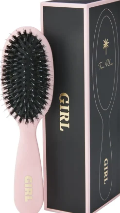 Fan Palm Boar- & Nylon Brush rose ""girl"" small
