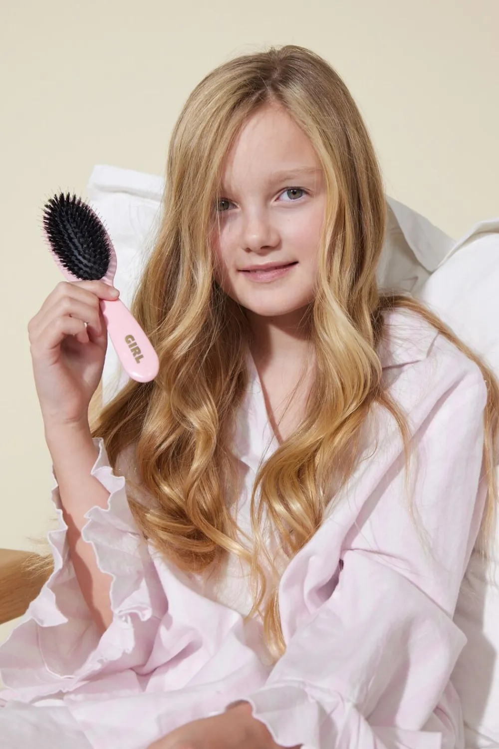 Fan Palm Boar- & Nylon Brush rose ""girl"" small