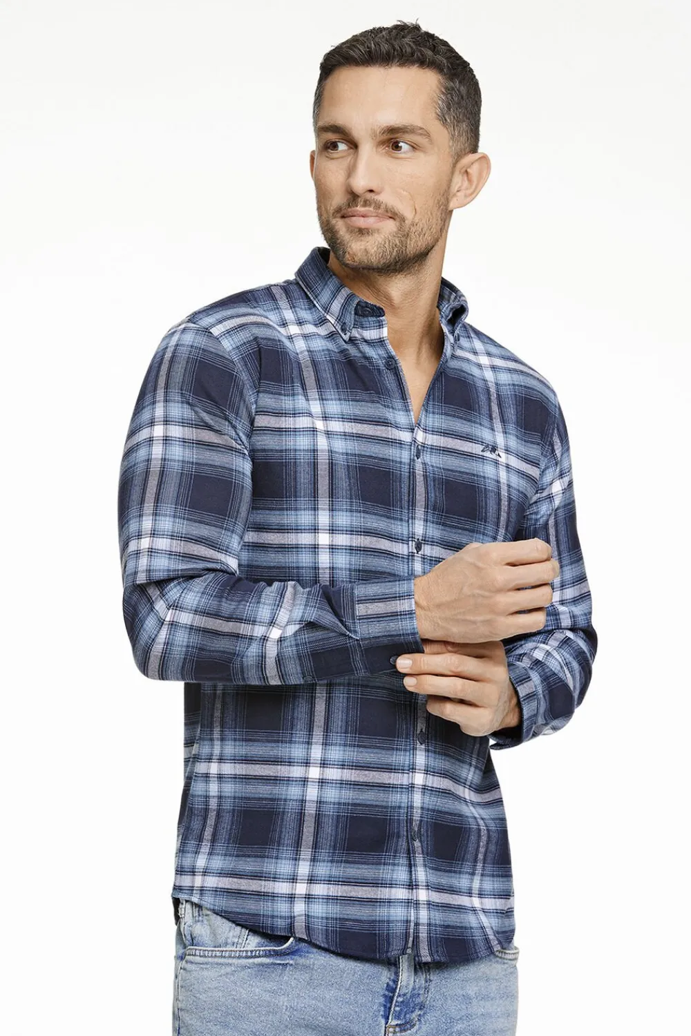 Brushed checked shirt L/S>Lindbergh Clearance