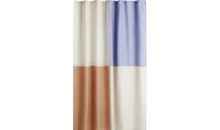 Check Shower Curtain-Blue>Hay