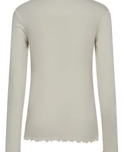 Cilla 14 Langærmede striktrøje med bølgende kant - 100% Merino uld><noscript><img width=