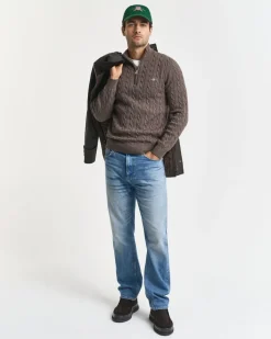 Gant COTTON CABLE HALF ZIP Seawood melange Online