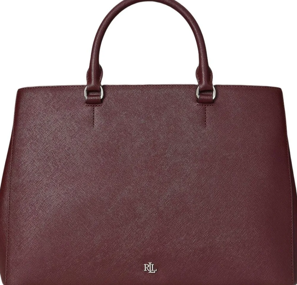 Crosshatch Leather Large Hanna Satchel>Lauren Ralph Lauren