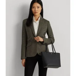 Dame Lauren Ralph Lauren Crosshatch Leather Medium Karly Tote