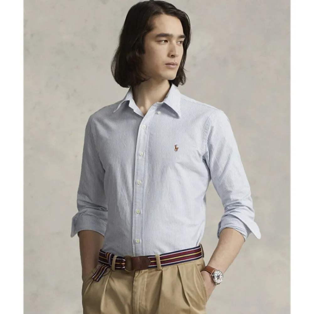 Polo Ralph Lauren Custom Fit Oxford Shirt Blue/white stripe Clearance