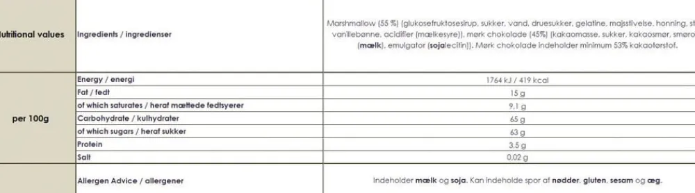 Barú Dark chocolate marshmallows 54g. Discount