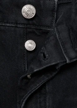 Denim shorts with frayed hem><noscript><img width=