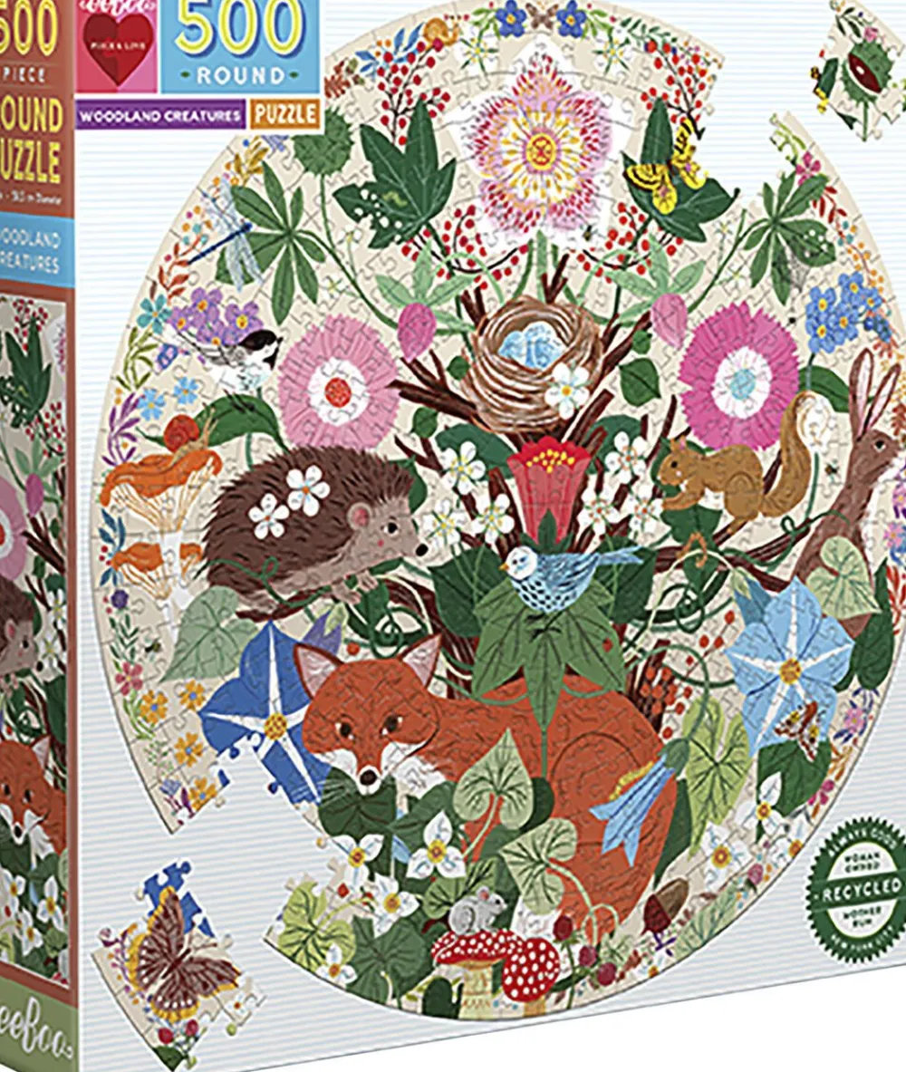 Børn eeBoo - Rundt puslespil 500 brk - Woodland Creatures