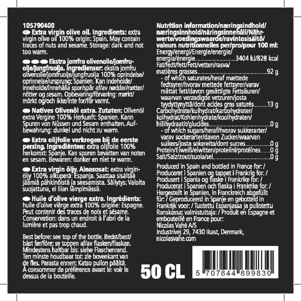 Ekstra jomfru olivenolie, 500 ml>Nicolas Vahé Clearance