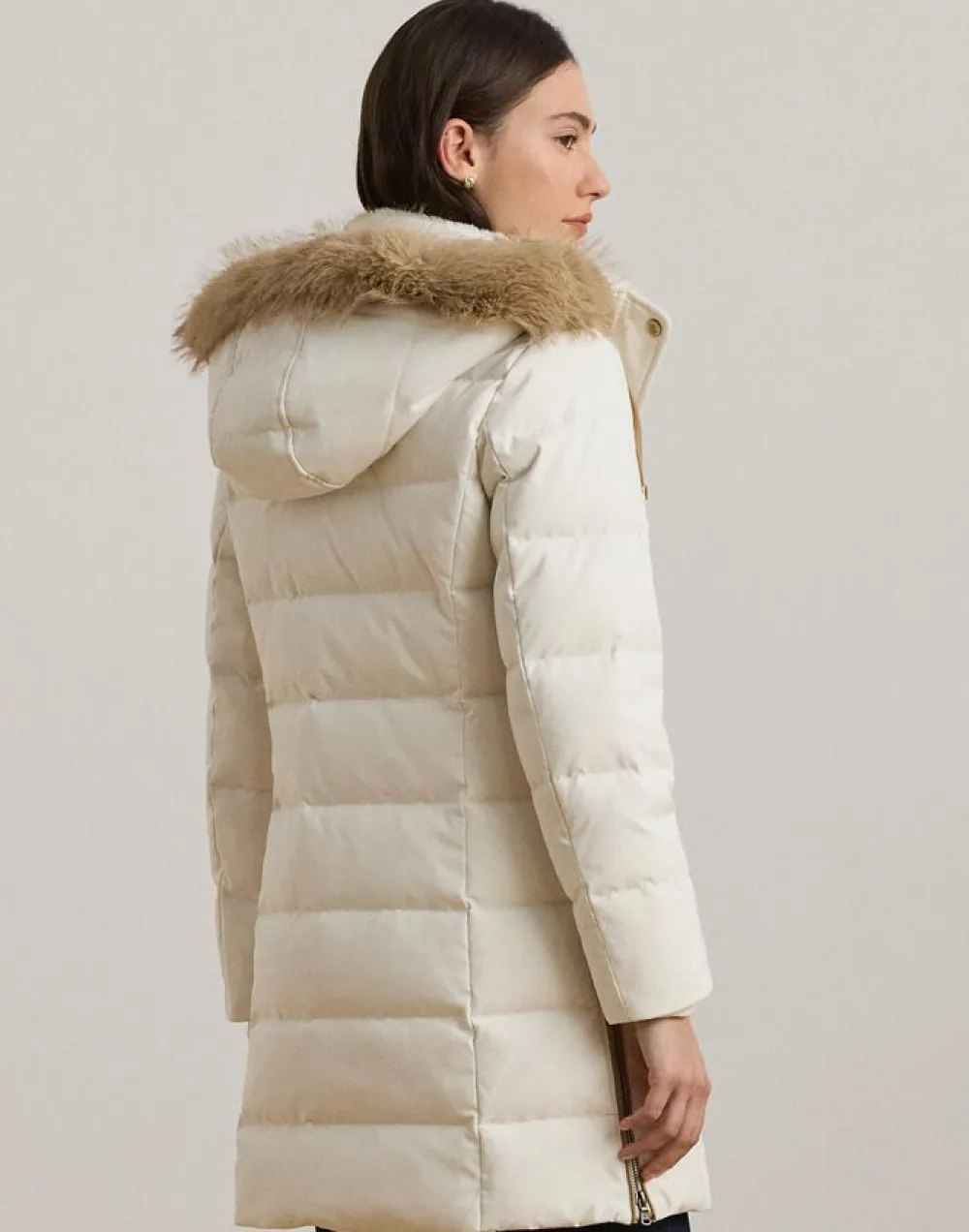 Faux-Fur-Trim Hooded Down Coat>Lauren Ralph Lauren New