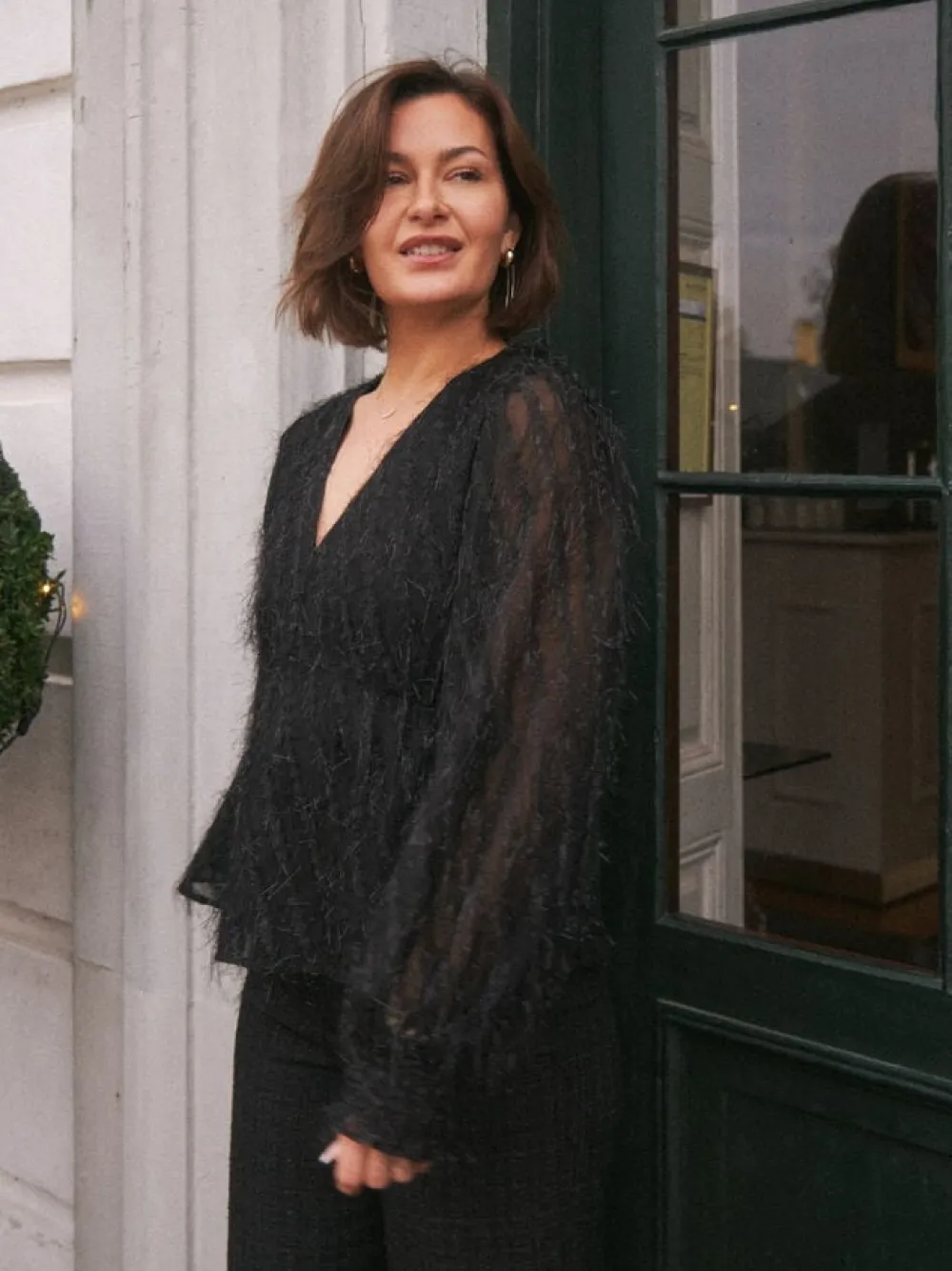Neo Noir Fiana Frilly Blouse Black Hot