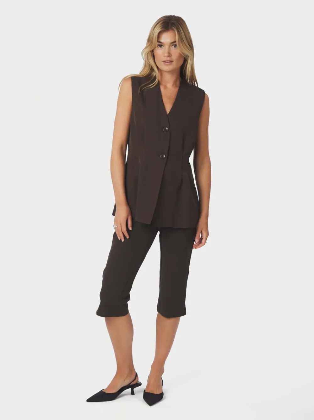 Neo Noir Finna Structure Vest Dark brown Sale