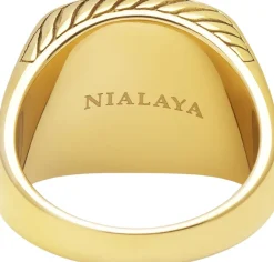 Gentlemen's Gold Signet Ring with Blue Dumortierite><noscript><img width=
