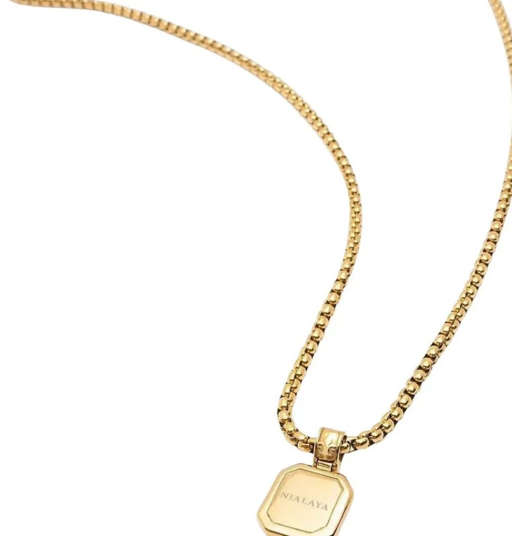 Necklace with Square Onyx Pendant>Nialaya New