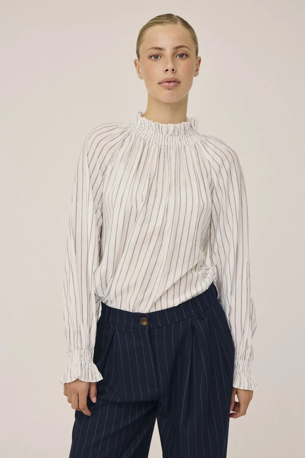 Grady 3 Langærmede bluse med høj krave - LENZINGECOVERO>Magasin du Nord Collection New