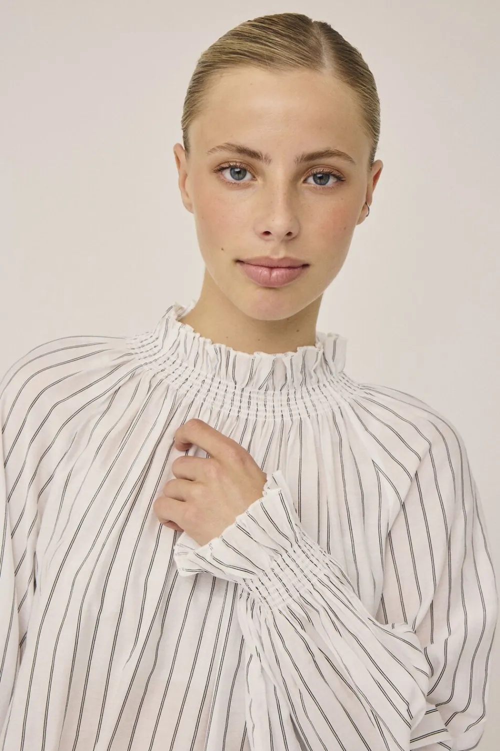 Grady 3 Langærmede bluse med høj krave - LENZINGECOVERO>Magasin du Nord Collection New