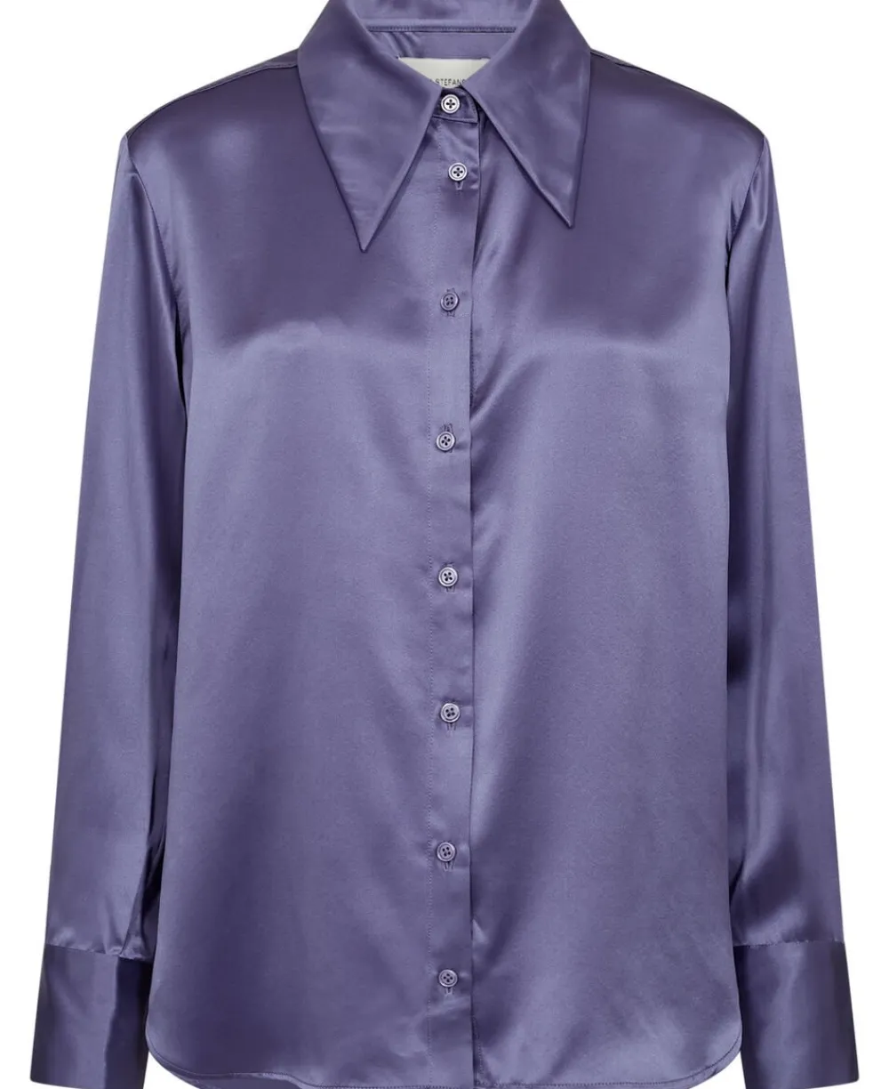 Magasin du Nord Collection Hanna x MDNC Skjorte - 100% Silke Twillight purple Outlet