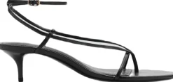 MANGO Heeled sandals with thin strap Black Hot
