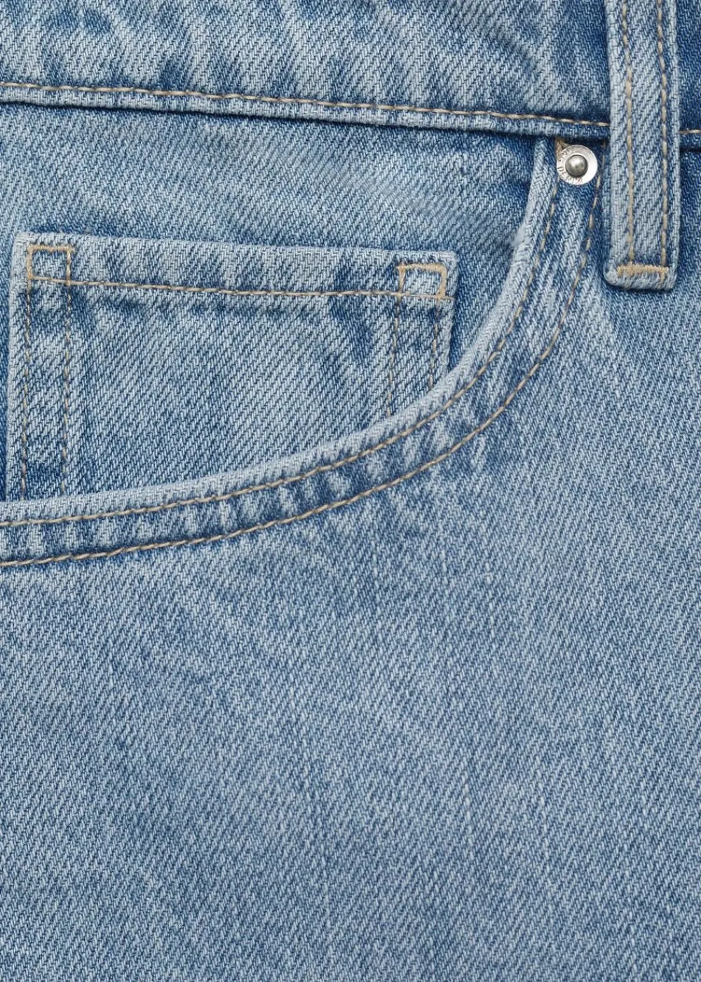 MANGO High-waisted straight denim shorts Open blue New