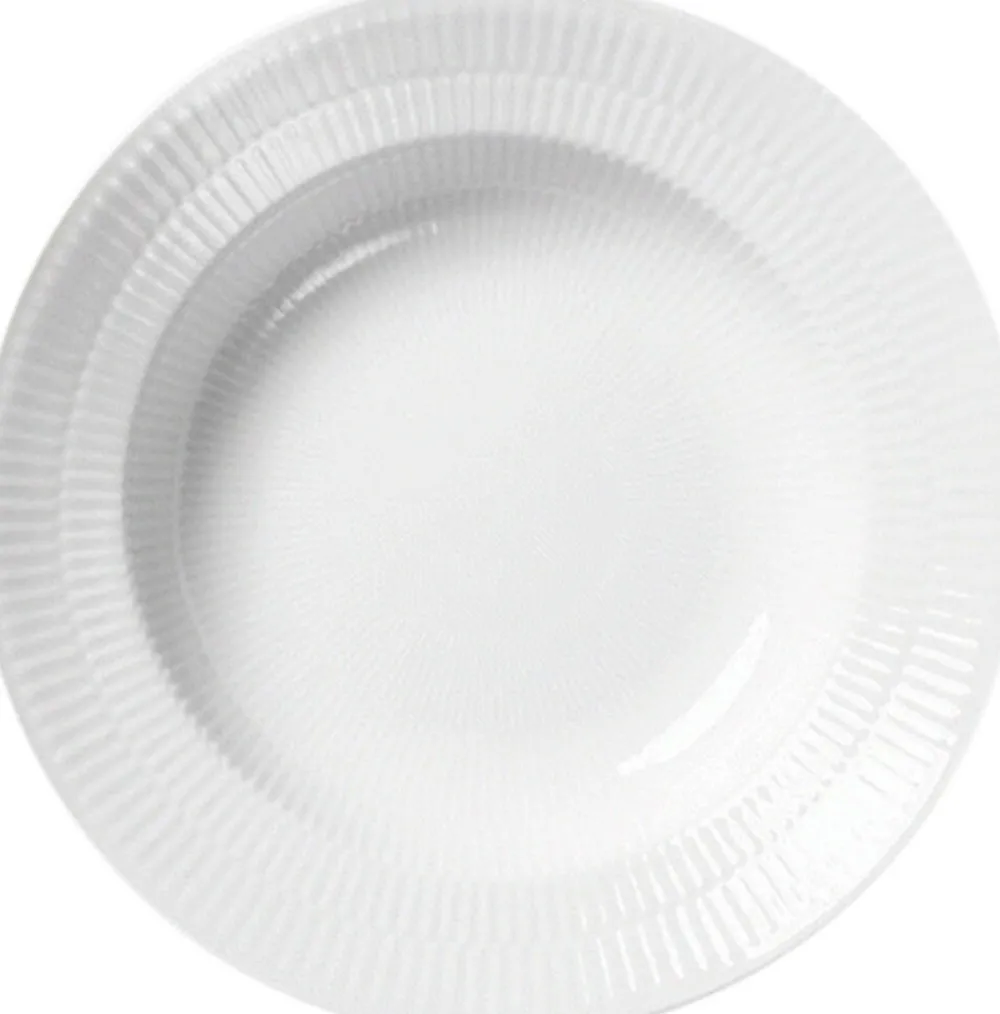 Hvid Riflet 30 cm. dyb tallerken>Royal Copenhagen