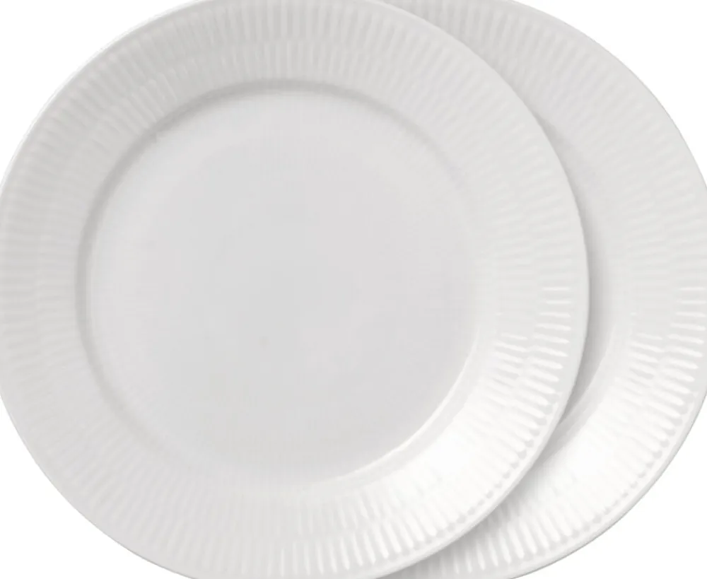 Hvid Riflet 2-pak tallerkner 22 cm>Royal Copenhagen Best