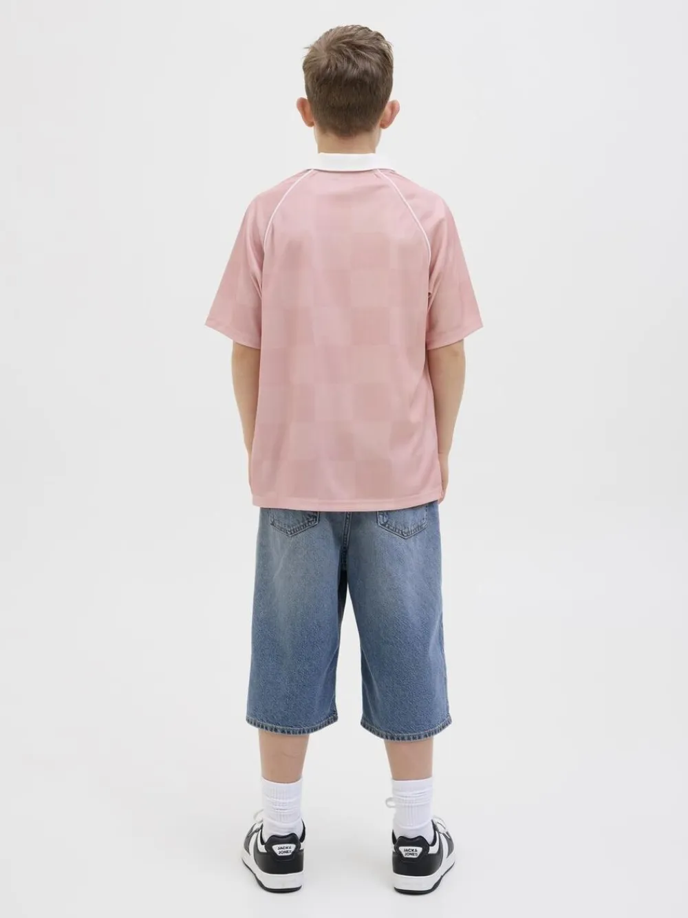 Jack & Jones JCOLIDO AOP MESH OPEN COLLAR POLO J Pink icing/grey flannel