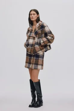 Rabens Saloner Jumbo check jacket - Ehsan Brown check Discount