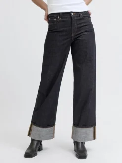 JJXX JXTOKYO VEGA WIDE HW FOLD UP R269 D Dark blue denim Clearance