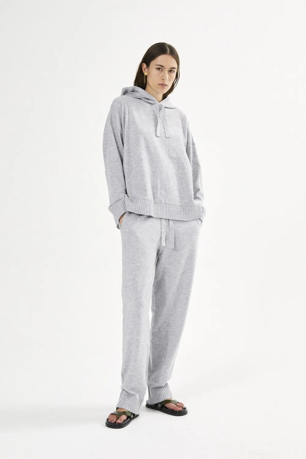 Rabens Saloner Knit lounge pants - Jorun Grey melange Hot