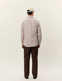 Les Deux Konrad Melange Striped Shirt Dark sand New