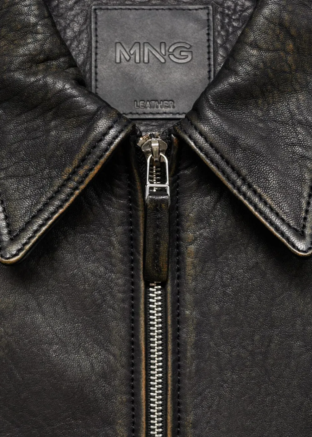 MANGO Lapels leather jacket Black Online