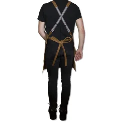 Læderforklæde Suspender Serie Apron Vintage Camel><noscript><img width=