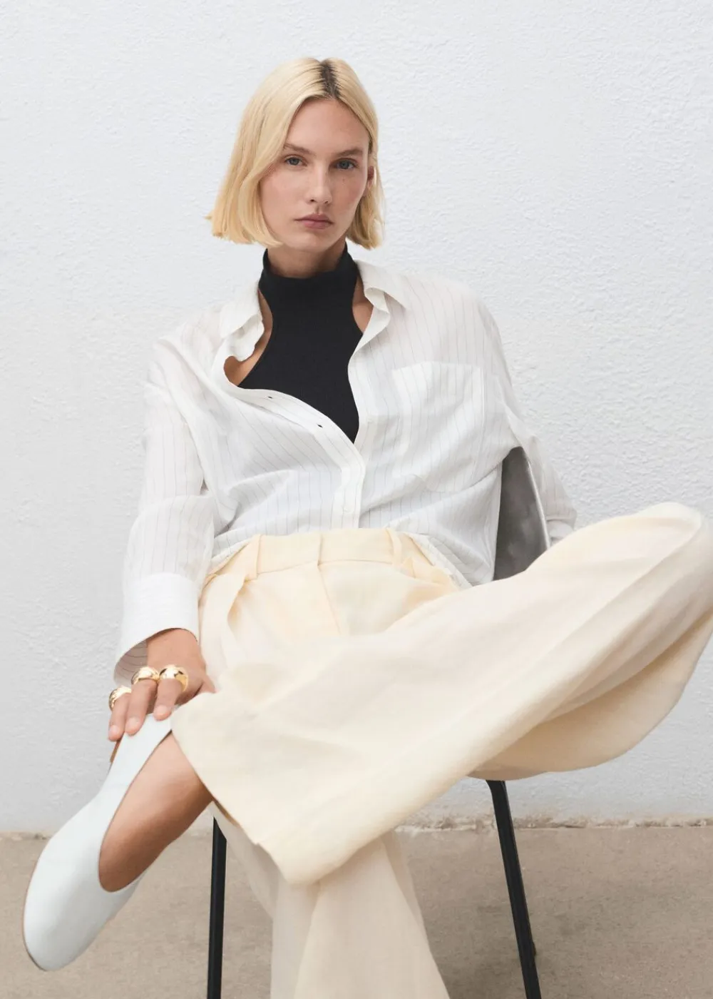 Leather ballet flats>MANGO Outlet
