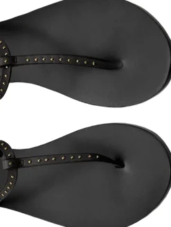 Leather sandals with mini studs><noscript><img width=