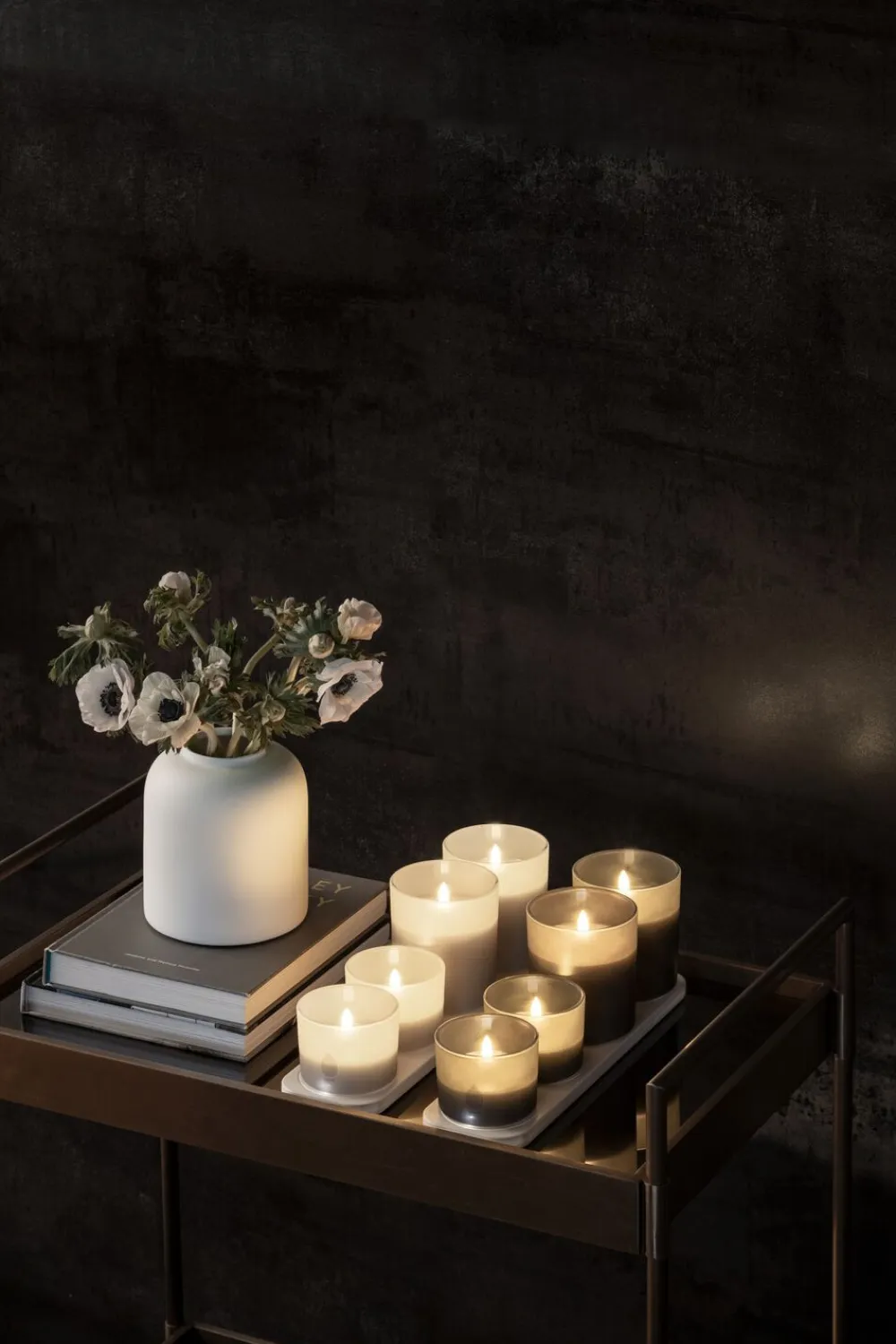 Uyuni LED rechargeable glass candle, Grey, 9,2x10,2 cm Discount