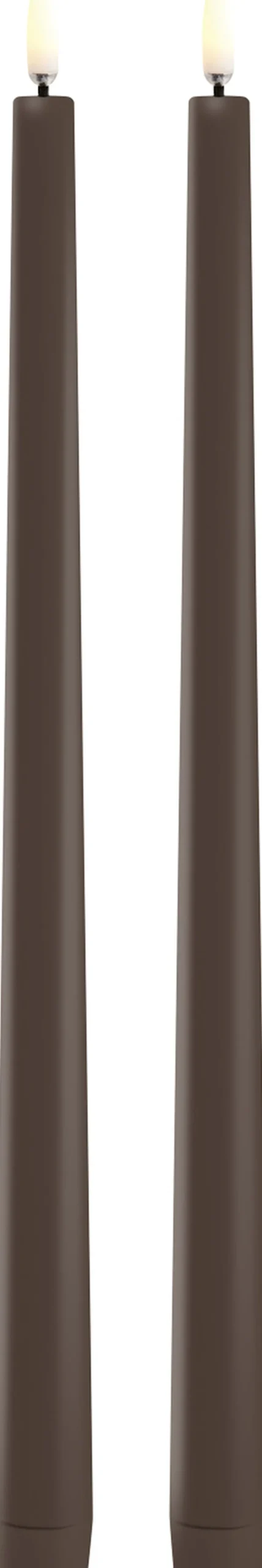 Uyuni LED slim taper candle, Brown, Smooth, 2-pack, 2,3x32 cm Hot