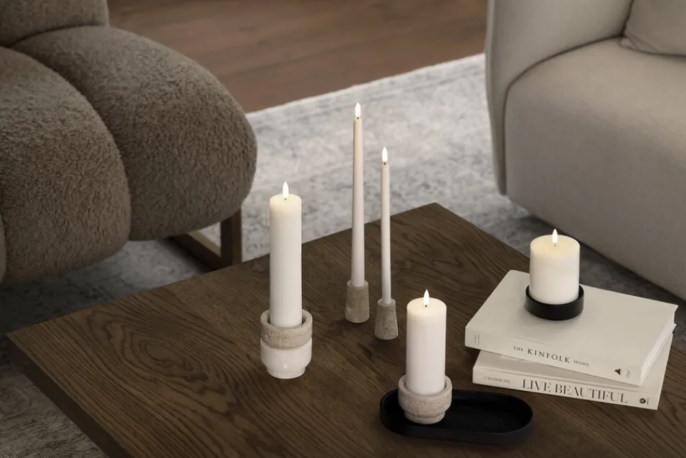 Uyuni Light Candleholder pillar, Matte black, 9x3 cm