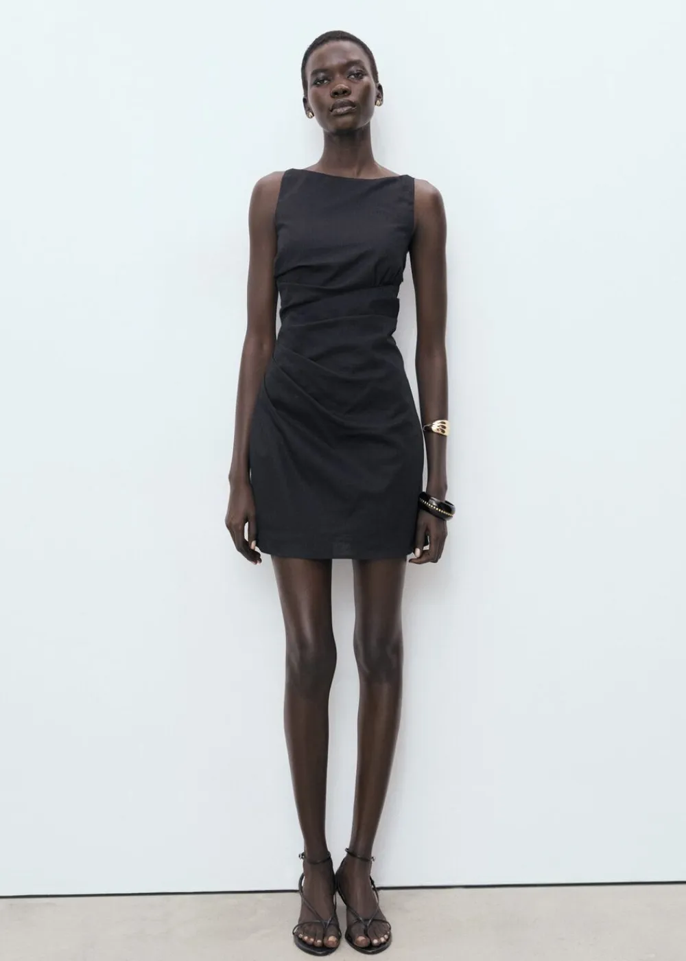 Dame MANGO Linen cotton blend draped dress