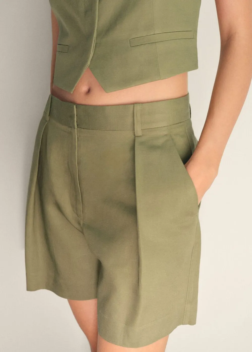 Linen-blend suit bermuda shorts>MANGO Sale