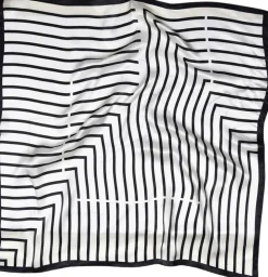 Sneaky Fox Lines silk scarf Cream New