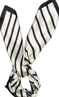Sneaky Fox Lines silk scarf Cream New